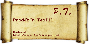 Prodán Teofil névjegykártya